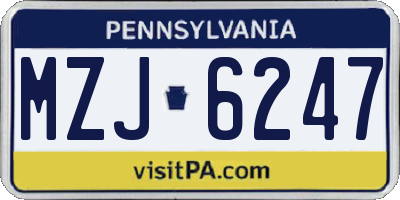 PA license plate MZJ6247