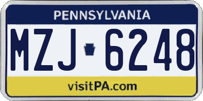 PA license plate MZJ6248