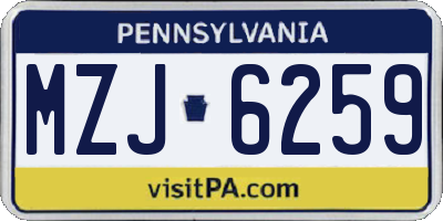 PA license plate MZJ6259