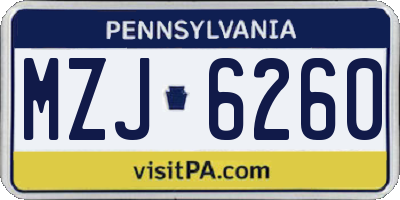 PA license plate MZJ6260