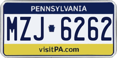 PA license plate MZJ6262