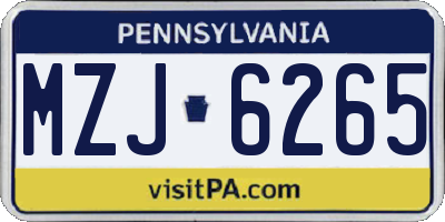 PA license plate MZJ6265