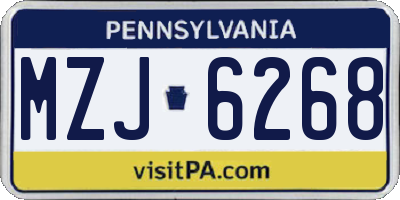 PA license plate MZJ6268