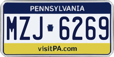 PA license plate MZJ6269