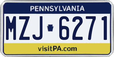 PA license plate MZJ6271