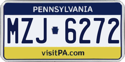 PA license plate MZJ6272