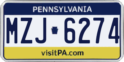 PA license plate MZJ6274