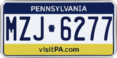 PA license plate MZJ6277