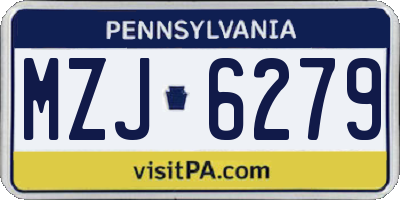PA license plate MZJ6279