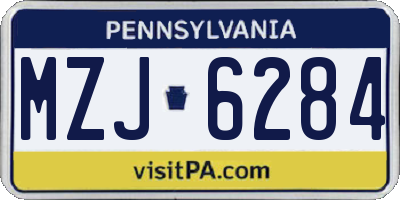 PA license plate MZJ6284