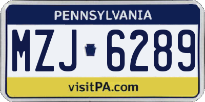 PA license plate MZJ6289