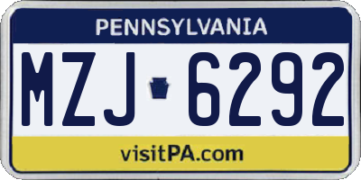PA license plate MZJ6292