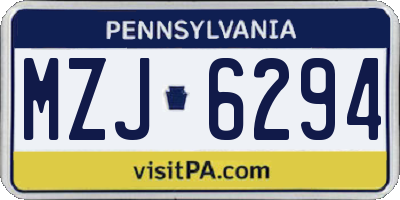 PA license plate MZJ6294
