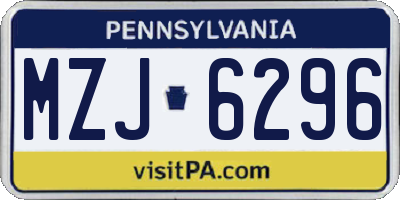 PA license plate MZJ6296