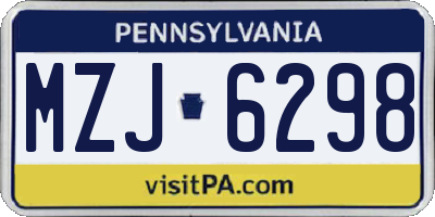 PA license plate MZJ6298