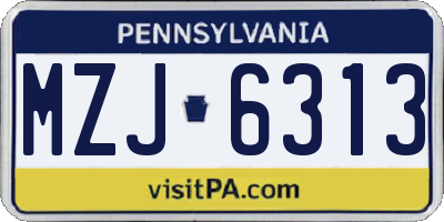 PA license plate MZJ6313