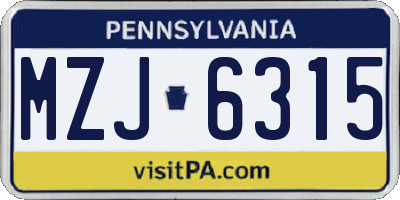 PA license plate MZJ6315