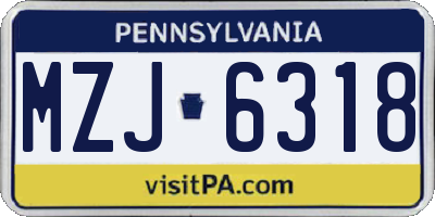 PA license plate MZJ6318