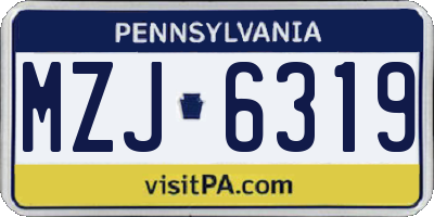 PA license plate MZJ6319