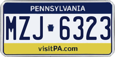 PA license plate MZJ6323
