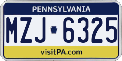 PA license plate MZJ6325