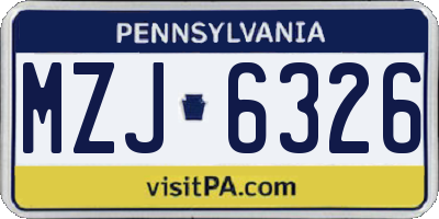 PA license plate MZJ6326