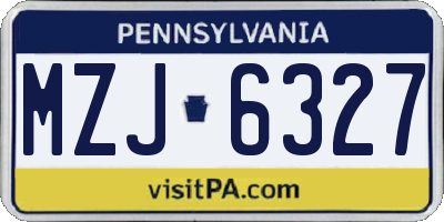 PA license plate MZJ6327