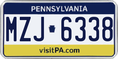 PA license plate MZJ6338