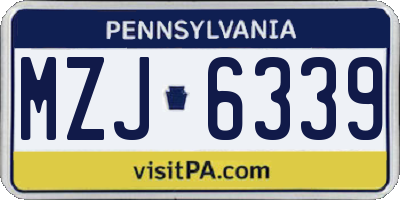 PA license plate MZJ6339
