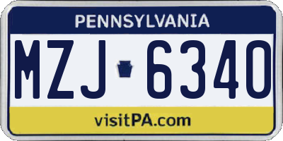PA license plate MZJ6340