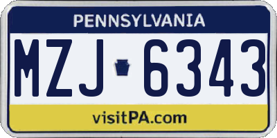 PA license plate MZJ6343