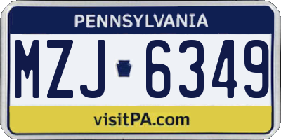 PA license plate MZJ6349