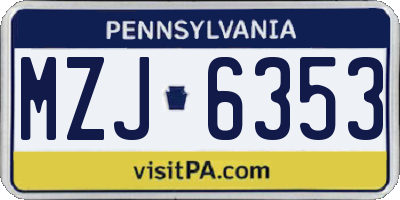 PA license plate MZJ6353