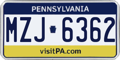 PA license plate MZJ6362