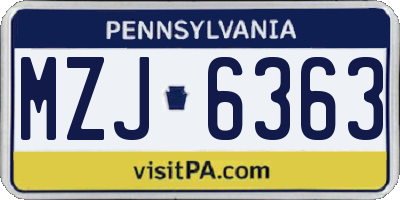 PA license plate MZJ6363