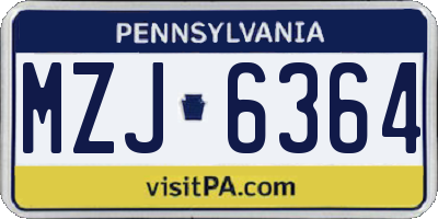 PA license plate MZJ6364