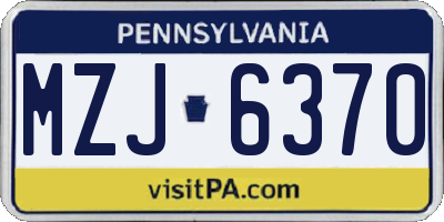 PA license plate MZJ6370