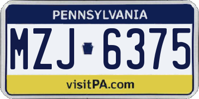 PA license plate MZJ6375