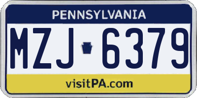 PA license plate MZJ6379