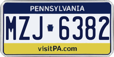 PA license plate MZJ6382