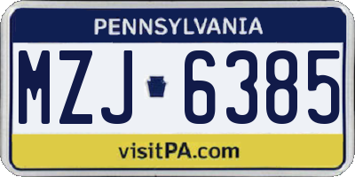 PA license plate MZJ6385