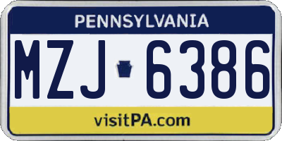 PA license plate MZJ6386