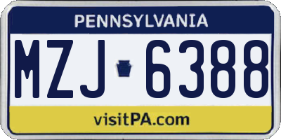 PA license plate MZJ6388