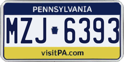 PA license plate MZJ6393