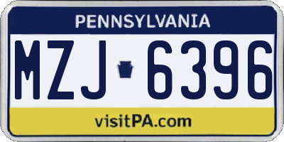 PA license plate MZJ6396