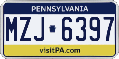 PA license plate MZJ6397