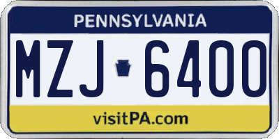 PA license plate MZJ6400