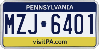 PA license plate MZJ6401
