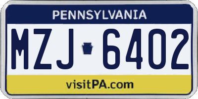 PA license plate MZJ6402