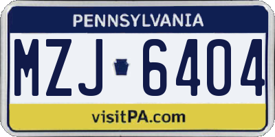 PA license plate MZJ6404